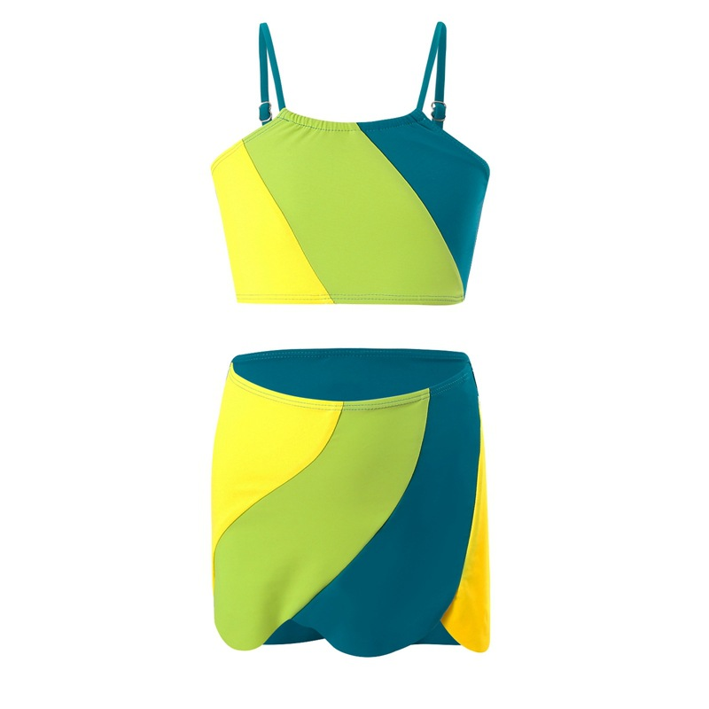 Mère et enfants filles trois pièces robe couleur printemps chaud maillot de bain mignon vêtements de plage maillot de bain pour enfants_voghion.com