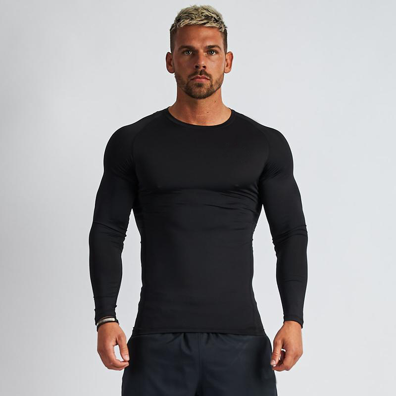 T-shirt fitness PRO attillata ad asciugatura rapida da uomo autunno sport all'aria aperta corsa allenamento maglia elastica a maniche lunghe basket_voghion.com