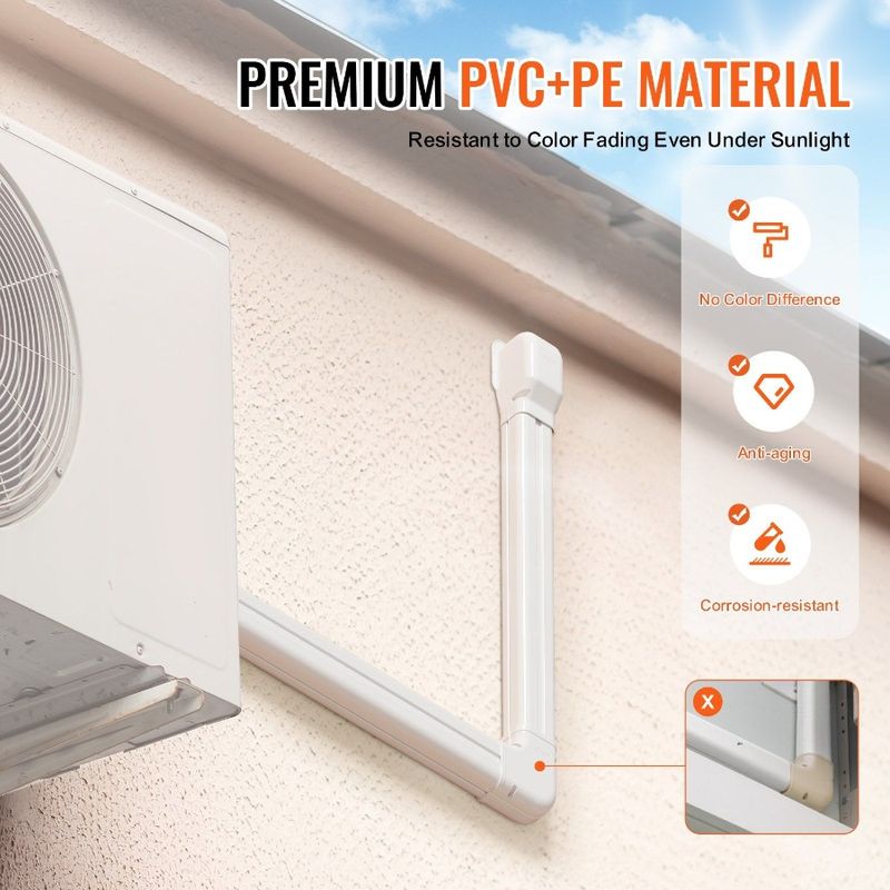 Componenti Split Line Drative PVC L 3 pollici W Condotti per Con linea Mini 4 Set di coperture dritte Condizionatore Aria Completa Copertura per tubi da 15,8 piedi_voghion.com