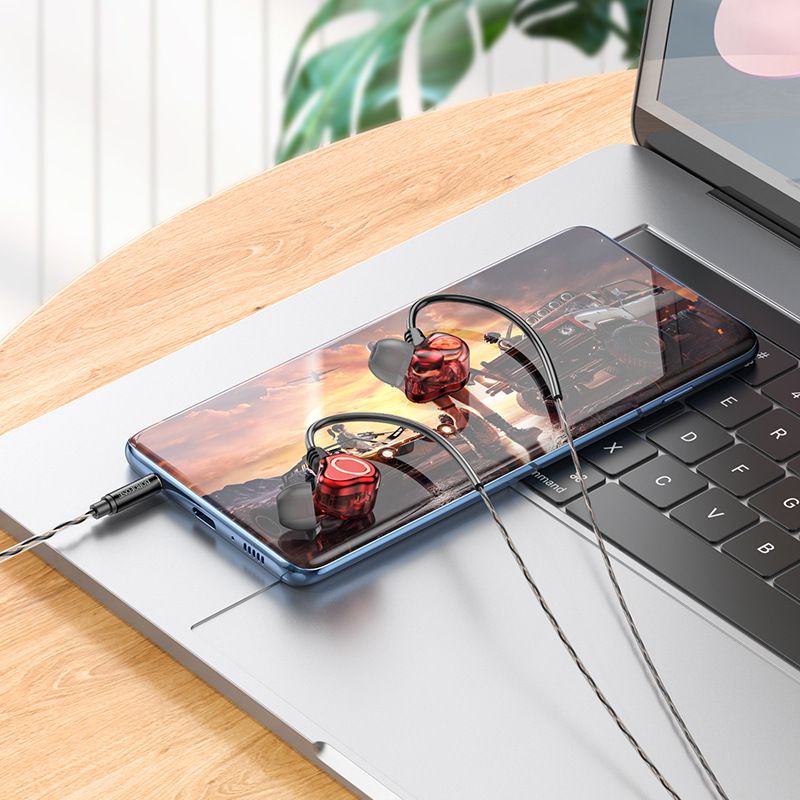 Hudební festival BM88 Nová 3,5mm linková ovládání s mikrofonem Digitální duální dynamická sportovní drátová sluchátka_voghion.com