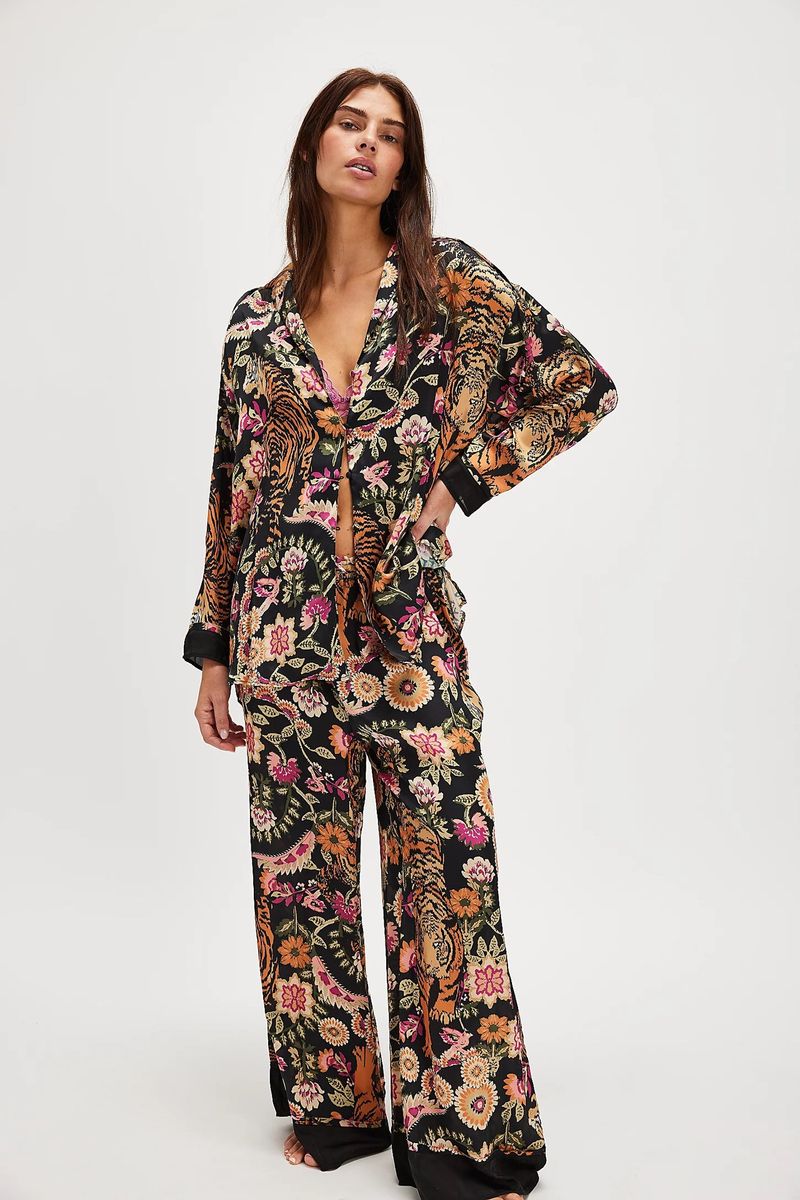 Women's Sleepwears Silk Satin Printed Home Clothes Suit Home Clothes Suit_voghion.com