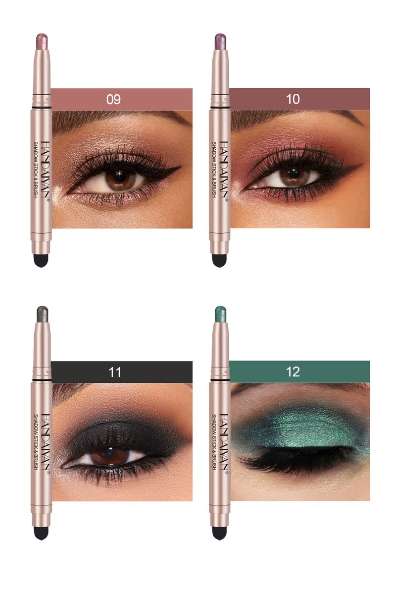Handaiyan sombra em bastão para olhos, iluminador preguiçoso, perolado, fosco, caneta de bicho-da-seda fina, caneta de sombra para olhos iluminadora Flash_voghion.com