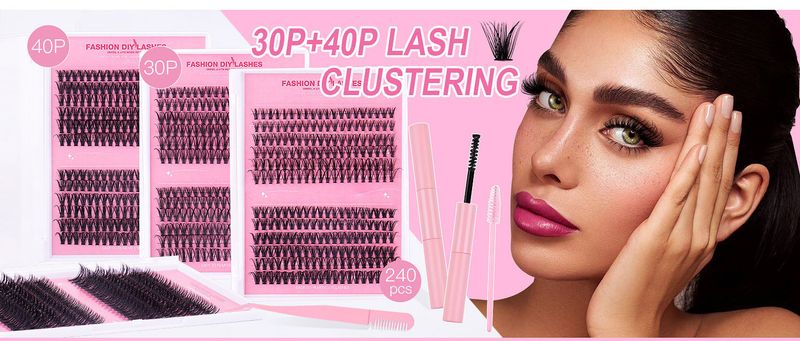 False Eyelashes Single Cluster Diy False Eyelashes Large Capacity 30p +40p Eyelash Self-Married Eyelash Glue Suit_voghion.com