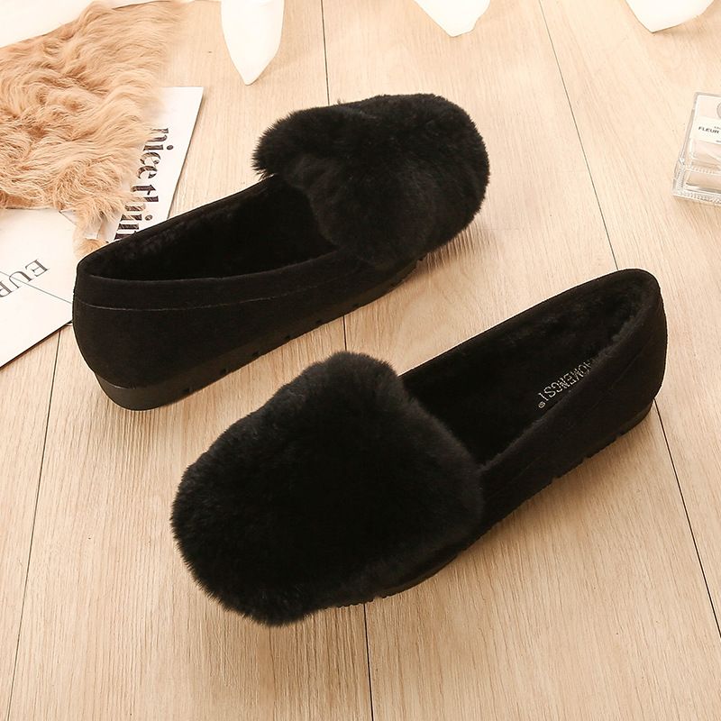 T27 Huidong Yixin Da 2025 Herbst Winter Neue Stil Loafers Echt Kaninchen Fell Faul Flache Schuhe Für Frauen_voghion.com