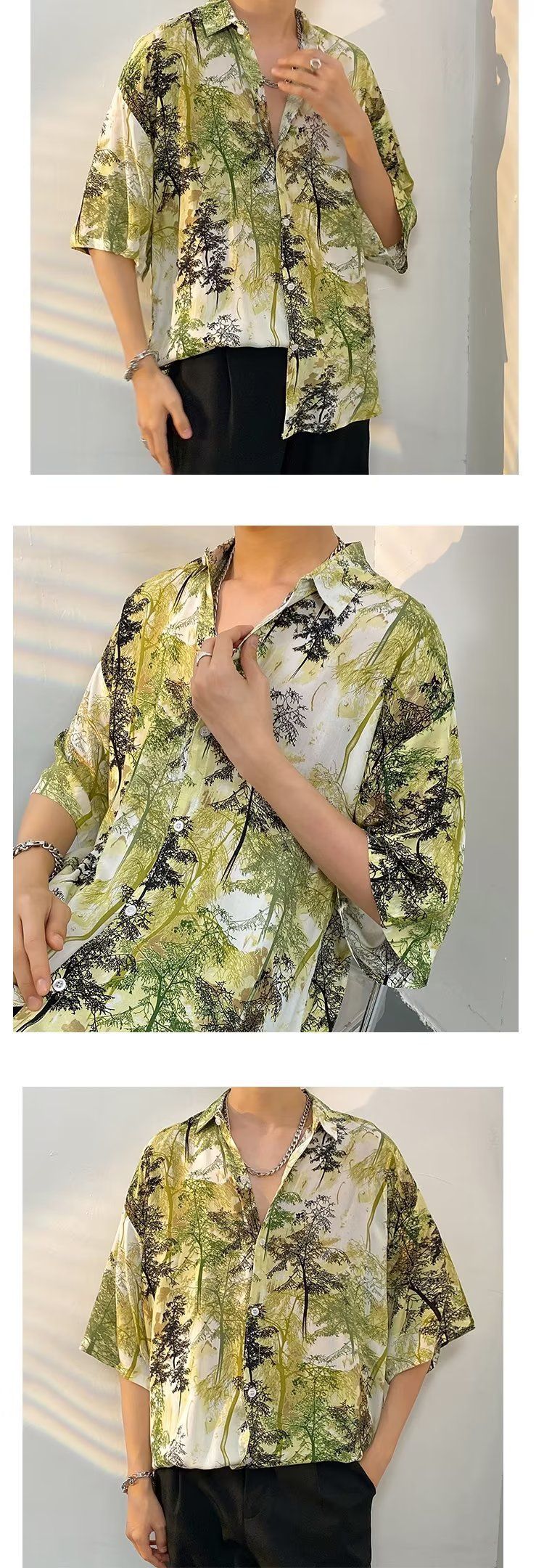 Camicia da spiaggia a maniche corte da uomo con stampa floreale, stile hawaiano, stile coppia, ampia e alla moda_voghion.com