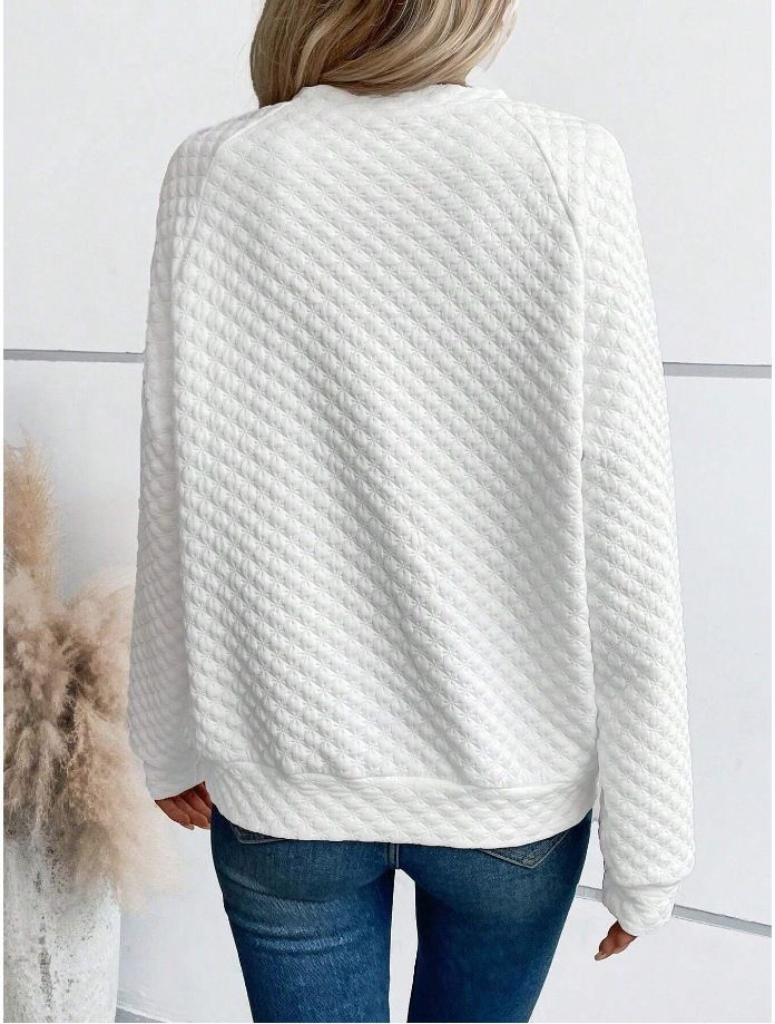2025 Herbst Neue Feste Farbe Tiefem V-ausschnitt Patchwork Langarm frauen Casual Sweatshirt_voghion.com