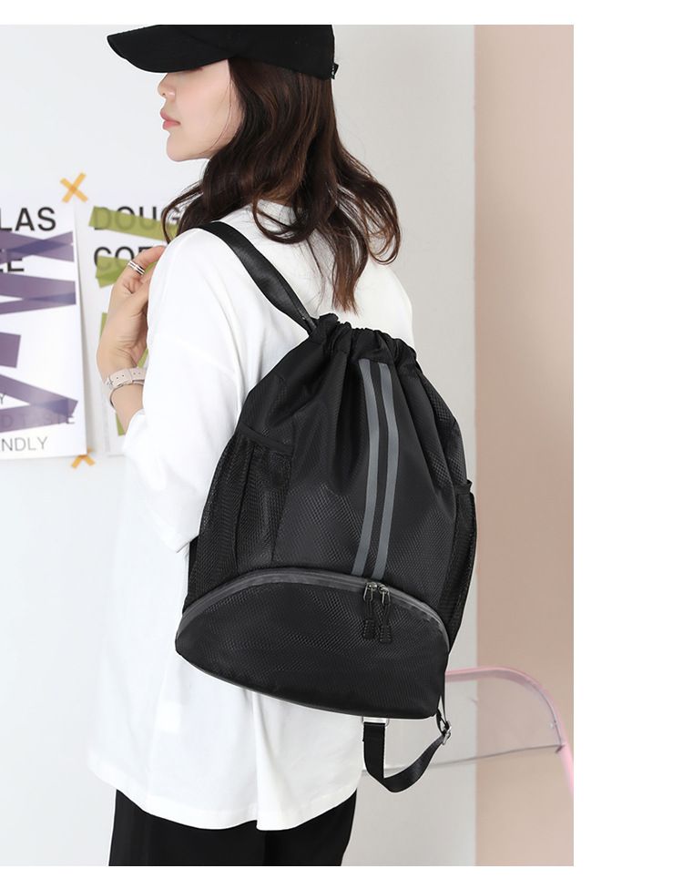 Drawstring Backpack - Waterproof & Dry/Wet Separate Compartment, Lightweight Outdoor Sports Bag For Hiking, Gym & Travel_voghion.com