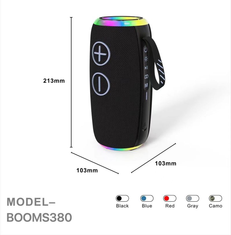 BOOMS380 wireless Bluetooth RGB portable handheld subwoofer waterproof speaker with high power 30W_voghion.com