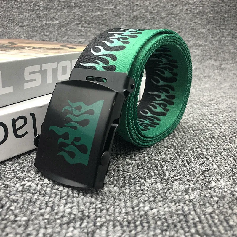 Moda europea americana HOT Fiamma Unisex Hip-hop Stile colorato Tela Fettuccia Cinture Casual Abbigliamento Accessori 125cm_voghion.com