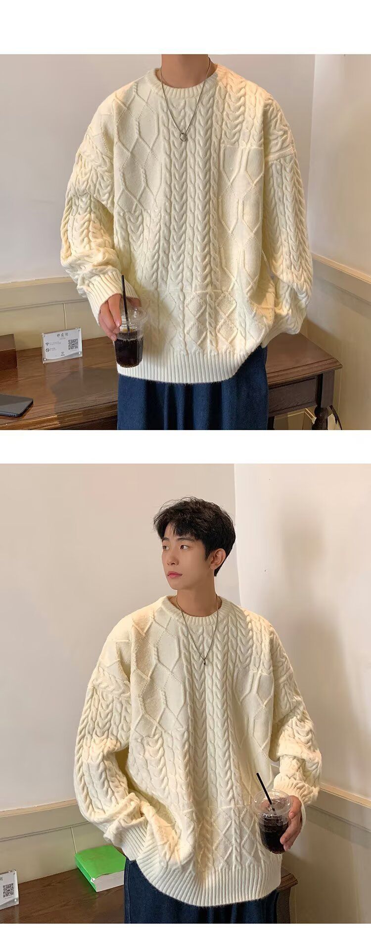 Twist Strickpullover Herren Einfarbige Basisschicht Herbst Winter Warme Freizeitjacke Trendy_voghion.com