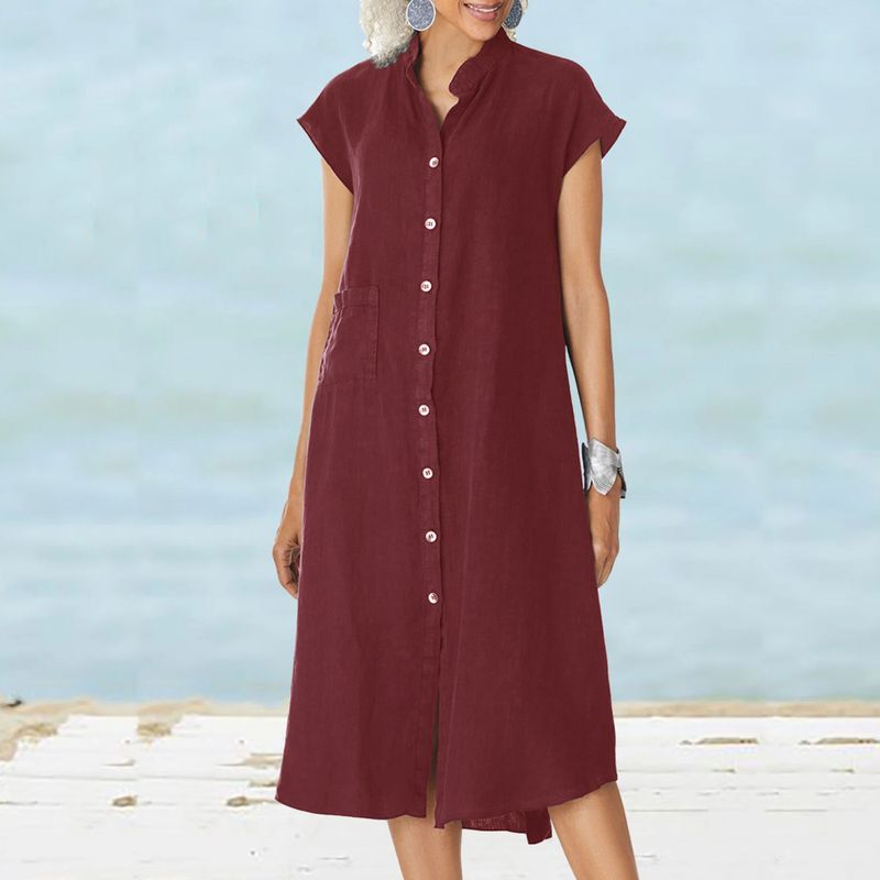 Cardigan nuovo 2025 con colletto alto, monopetto, in cotone e lino, tasca, taglia comoda, sottoveste_voghion.com