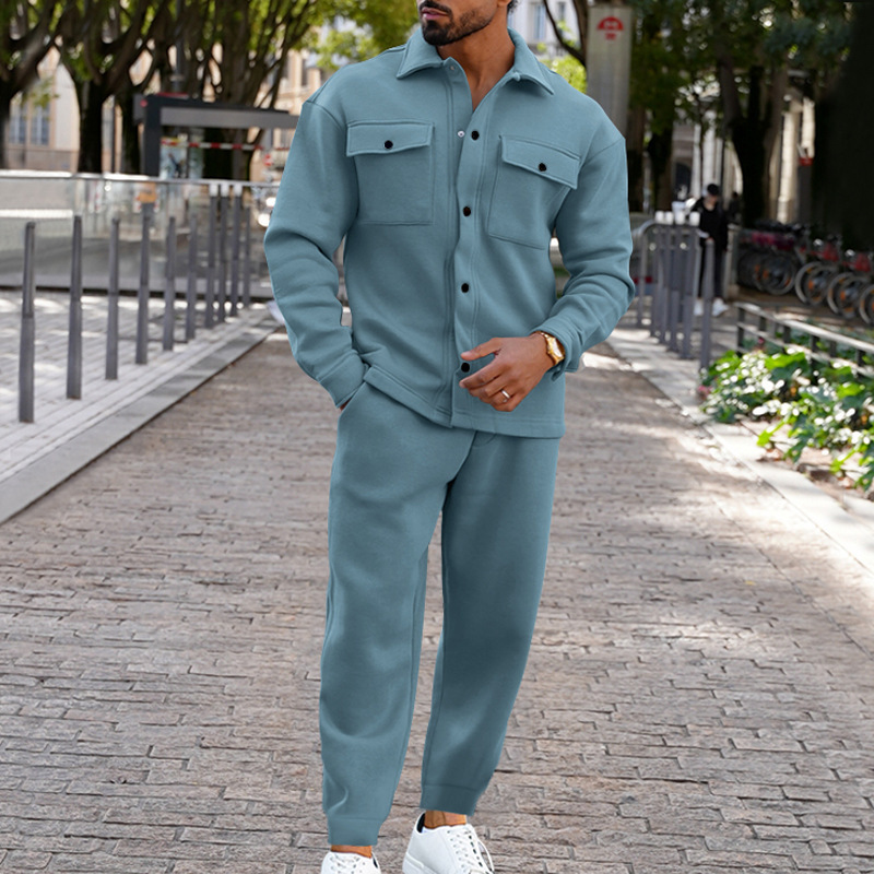 Herrenbekleidung Modische Jacke Herrenanzug Einreihiger, einfarbiger, schmal geschnittener zweiteiliger Anzug aus Wildleder für Männer_voghion.com