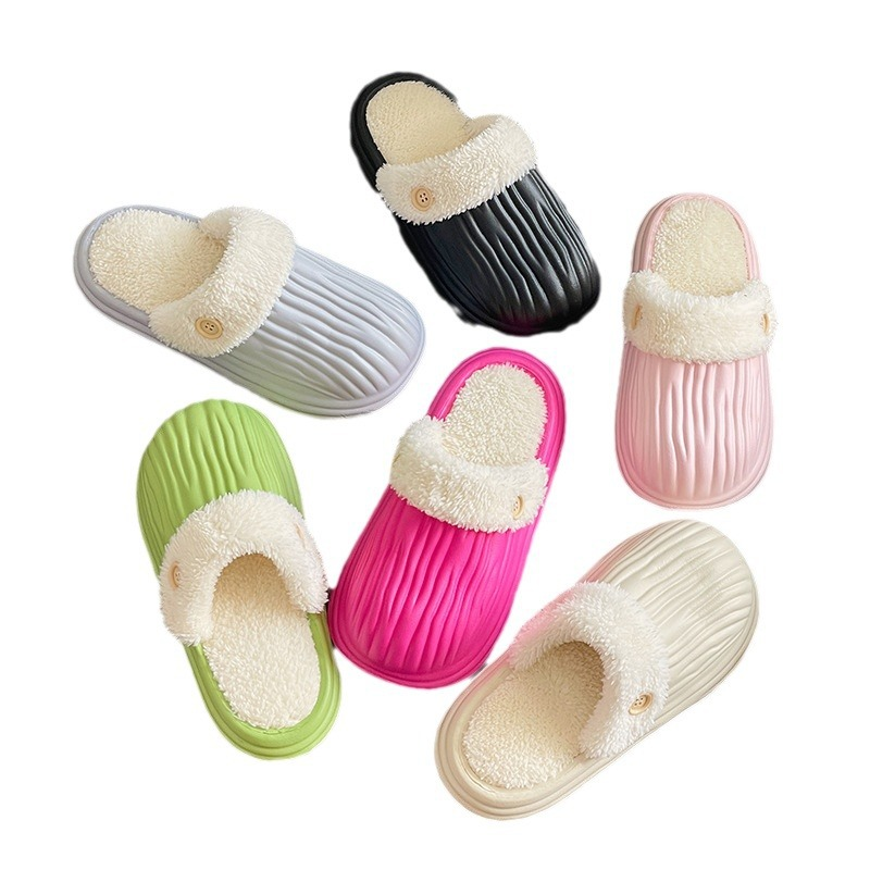Nuove pantofole di cotone staccabili da donna, calde e impermeabili, per coppie, con suola spessa e sensazione di cacca in autunno._voghion.com