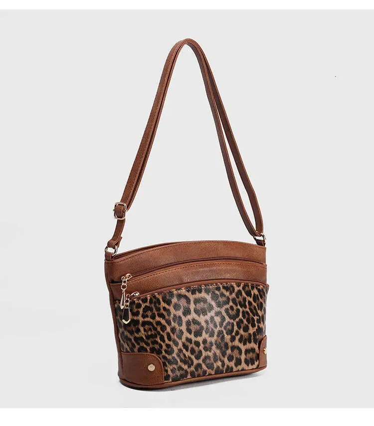 Borsa a secchiello multistrato con tracolla singola, alla moda, con stampa leopardata marrone, da donna_voghion.com