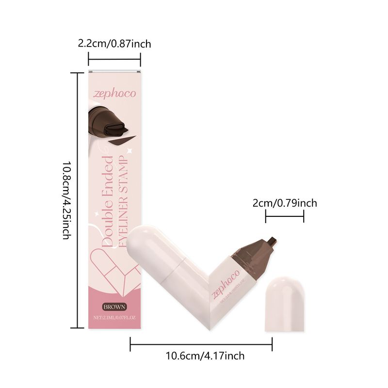 Zephoco Brown Double-Ended Waterproof Stamp Eyeliner Smooth Color Easy To Apply Multi-Occasion Portable Use_voghion.com