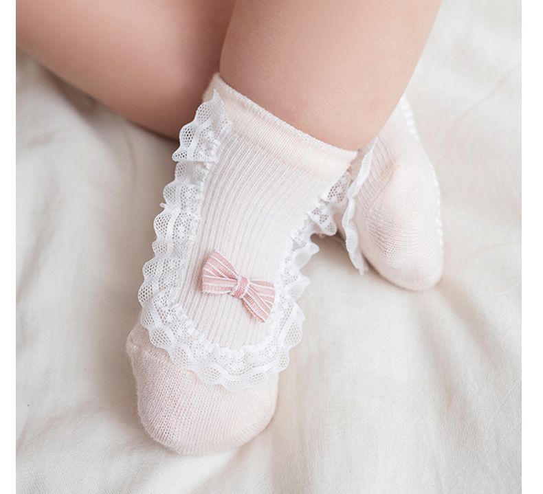 Spring and summer baby lace socks non-slip loose leg combed cotton mesh breathable newborn girl socks baby_voghion.com