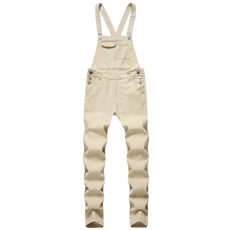 2024 new camisole denim jumpsuit slim fit casual men's jeans long pants with shoulder straps_voghion.com