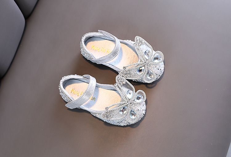 Mädchen Prinzessin Square Mund Strass Bogen Einzelnen Schuh Schuhe Zeigen Tanz Schuh Mädchen_voghion.com