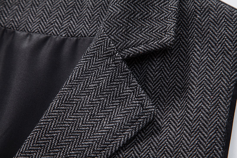 2024 spring/summer herringbone woolen suit, lapel, horse chain, vest, men's vest_voghion.com