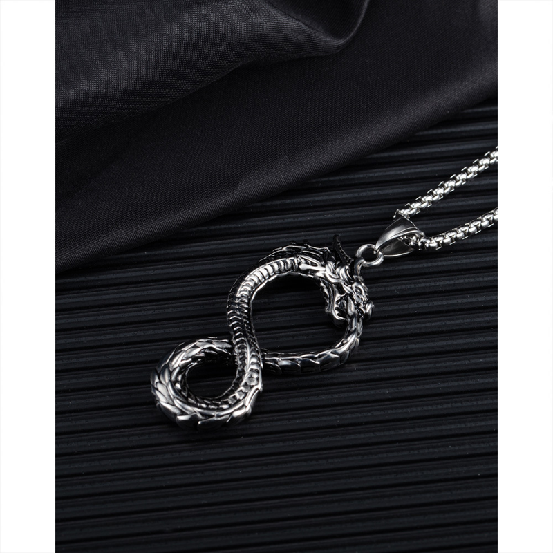 Infinity Symbol Dragon Necklace Personalized Titanium Steel Pendant_voghion.com