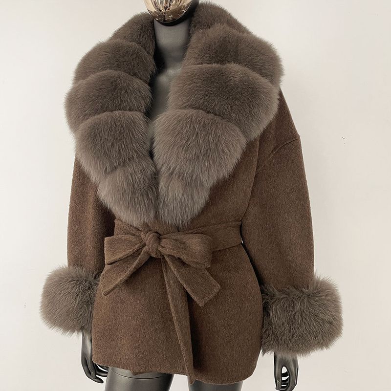 Luxuriöser doppelseitiger Wollmantel mit Fuchspelzkragen – Übergroßer Damen-Wintermantel, eleganter mittellanger Trenchcoat für Freizeit und Büro_voghion.com