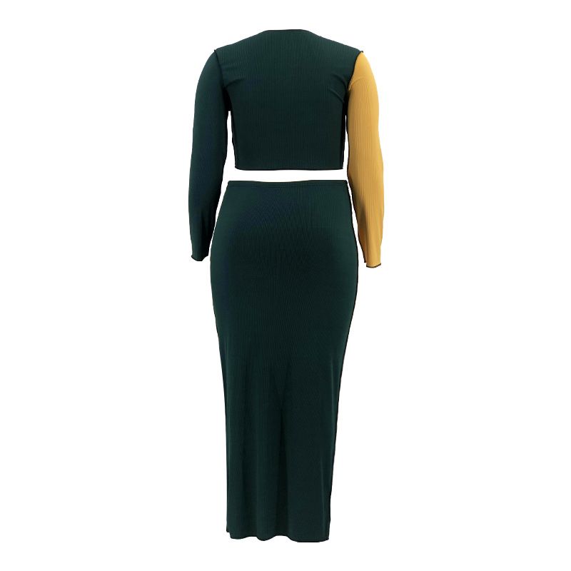 Damen-Spleißfarben-Mode, sexy Plus-Size-Mode-Freizeitanzug_voghion.com