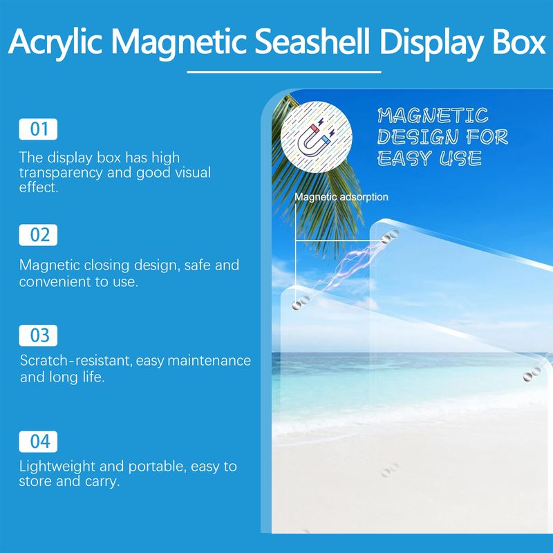 Jue Fish Acrylic Magnetic Shell Display Box Display Decorative Shells Multi-Functional Transparent Box_voghion.com