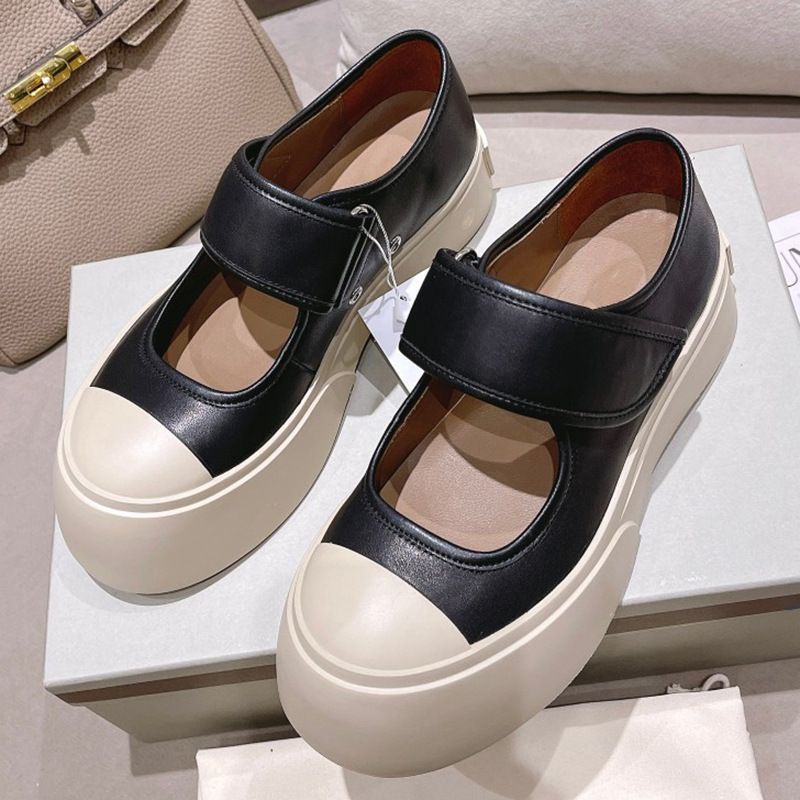 Scarpe da donna in pelle con plateau, piccole, in velcro, con suola spessa e carine, stile Mary Jane, stile Mani Chunky Ugly Cute_voghion.com