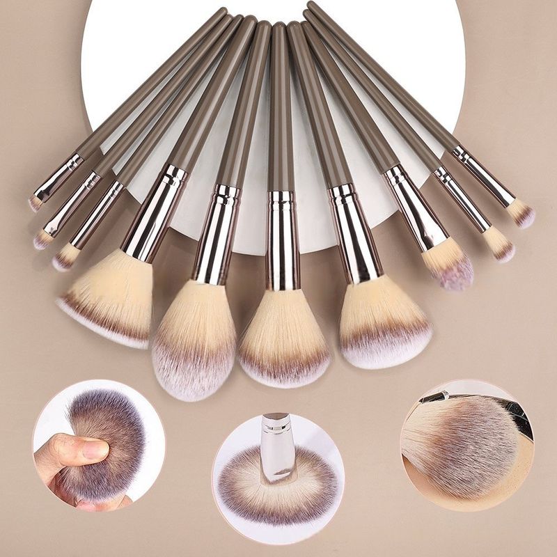 Champagnerfarbenes Make-up-Pinsel-Set, 20-tlg., 15-tlg., 10-tlg., tragbarer Rougepinsel mit weichen Borsten, komplettes Set mit Foundation-Pinseln_voghion.com
