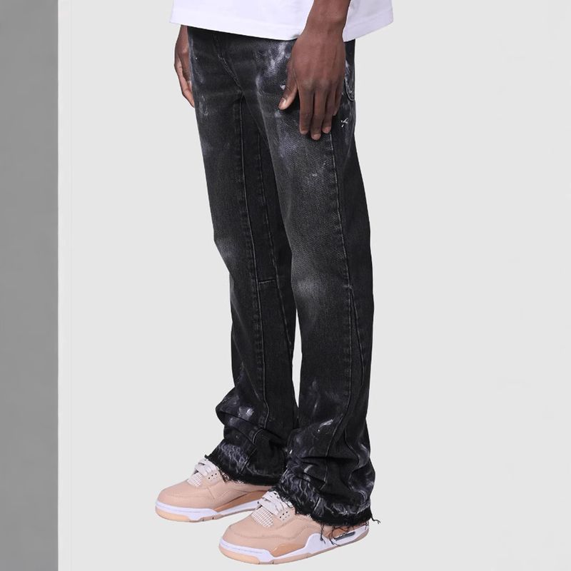 Herre hiphop-jeans med joggebukser, løs passform, streetwear, biker- og baggy-jeans, rette jeans_voghion.com