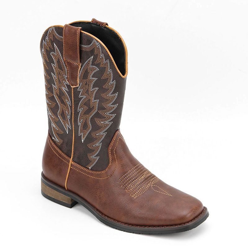 Ghete de cowboy western, pantofi bărbătești cu vârf pătrat, produse noi recomandate pentru 2025_voghion.com