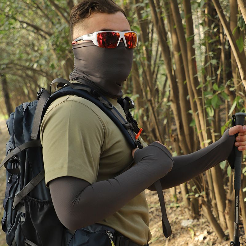 Men's Cooling Sun Mask Set - UPF 50+ Full Face Cover With Neck Protection & Arm Sleeves, Lightweight & Breathable For Cycling_voghion.com