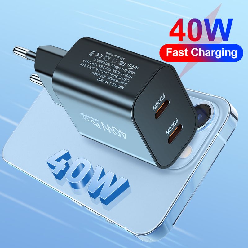 Music Festival PD40W fast charging mobile phone type-c PD dual port multifunctional British standard speed adapter charger_voghion.com