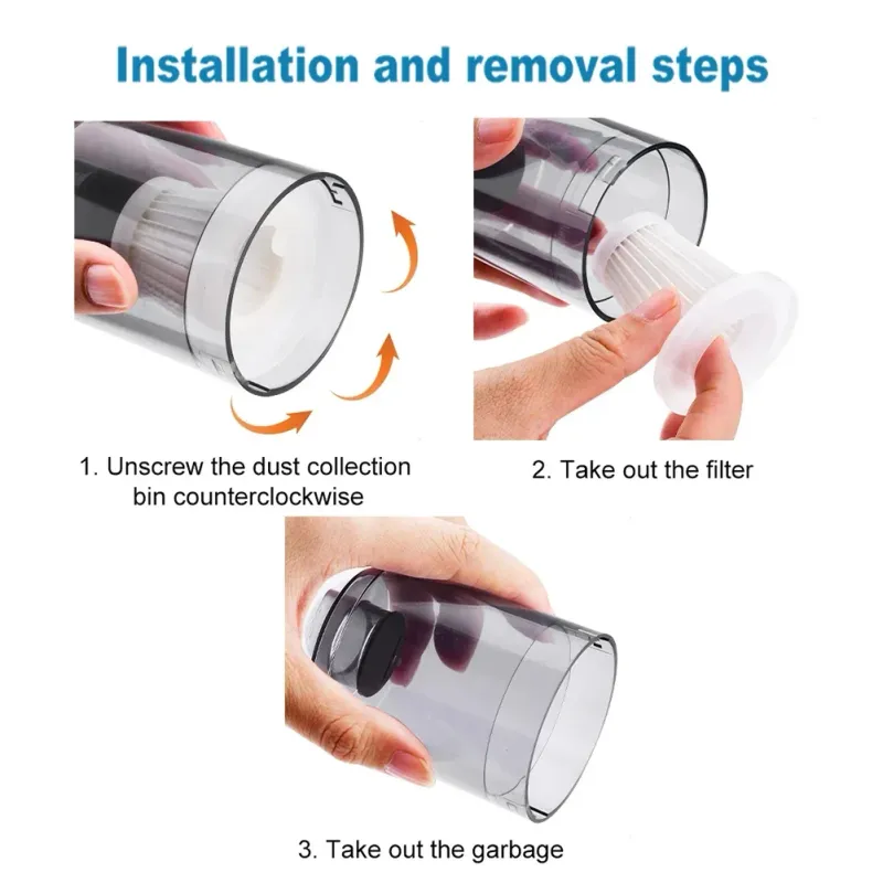 Aspirador de pó automotivo sem fio, coletor de pó portátil, filtro de ar lavável, cartucho com aplicabilidade repetível para interior_voghion.com