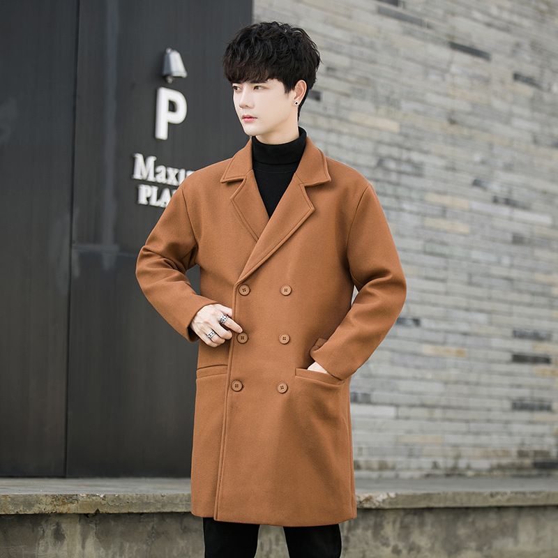 Autumn Winter New Trench Men's Mid-Length American Style Wool Coat High-End Casual Fashion Jacket_voghion.com