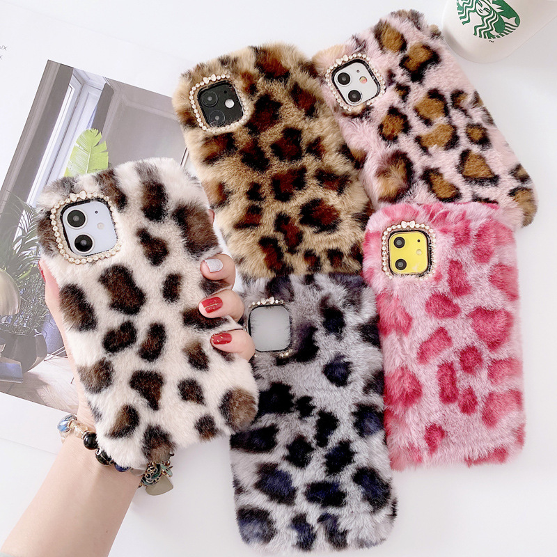 Plush leopard print suitable for iphone13promax Apple 12/11 mobile phone case XS/XR girl 78plus soft case_voghion.com