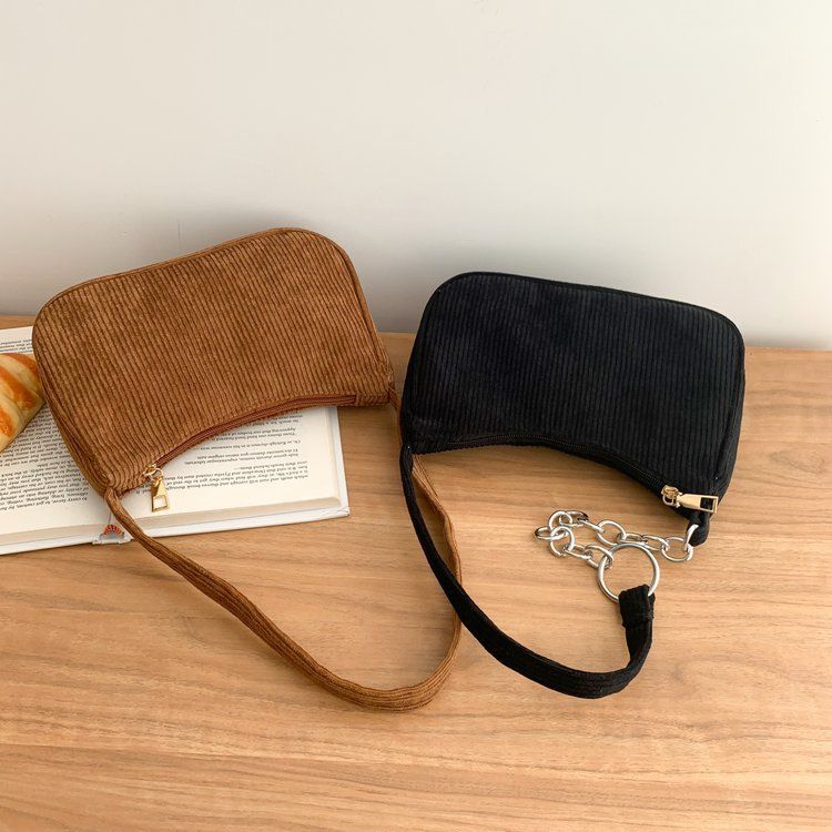Borsa a tracolla piccola quadrata in velluto a coste retrò alla moda, in peluche, a tracolla singola, autunno e inverno_voghion.com