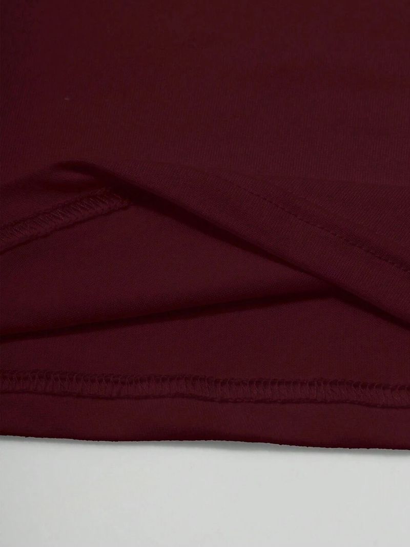 Women's Clothing Slim Fit Solid Color U Neck Long Sleeved Top_voghion.com