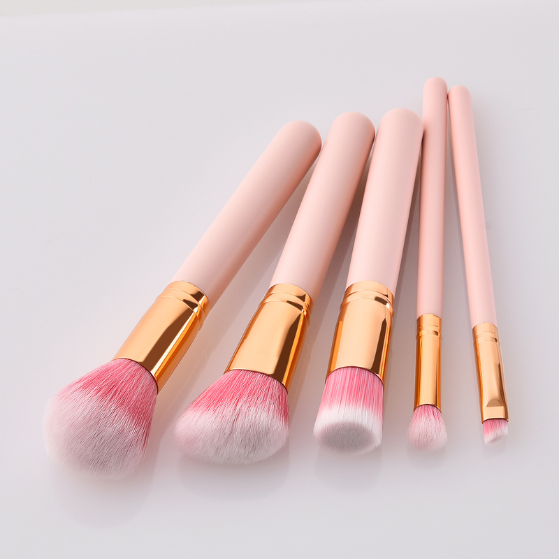 Pennelli per trucco da 5 pezzi, strumenti di bellezza, manico in legno Yuncai, tubo per la bocca, capelli in nylon GUJHUI_voghion.com