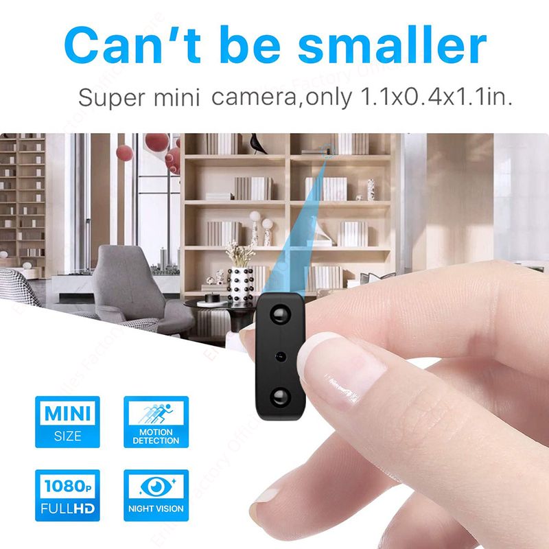 Mini telecamera di sicurezza domestica intelligente 1080P HD più piccola, videocamere IR-CUT con visione notturna, microcamera DV con rilevamento del movimento._voghion.com