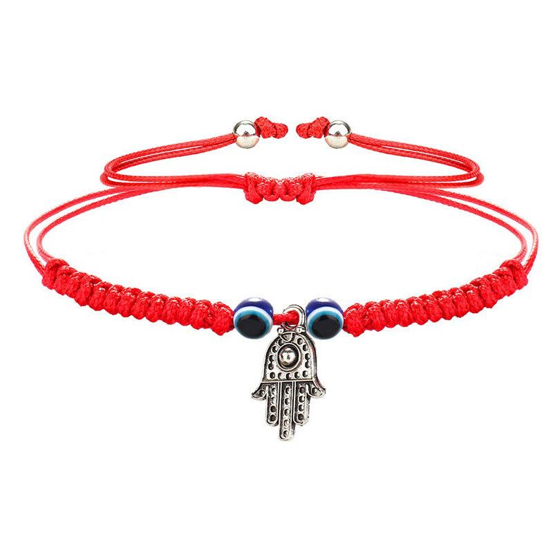 7 Knot Braided Red Rope Bracelet Men With Evil Eye Palm Pendant For Women_voghion.com
