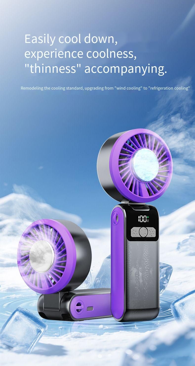 Nuovo mini ventilatore elettrico USB pieghevole da tavolo con luce notturna portatile per esterni e raffreddamento a ghiaccio a semiconduttore_voghion.com