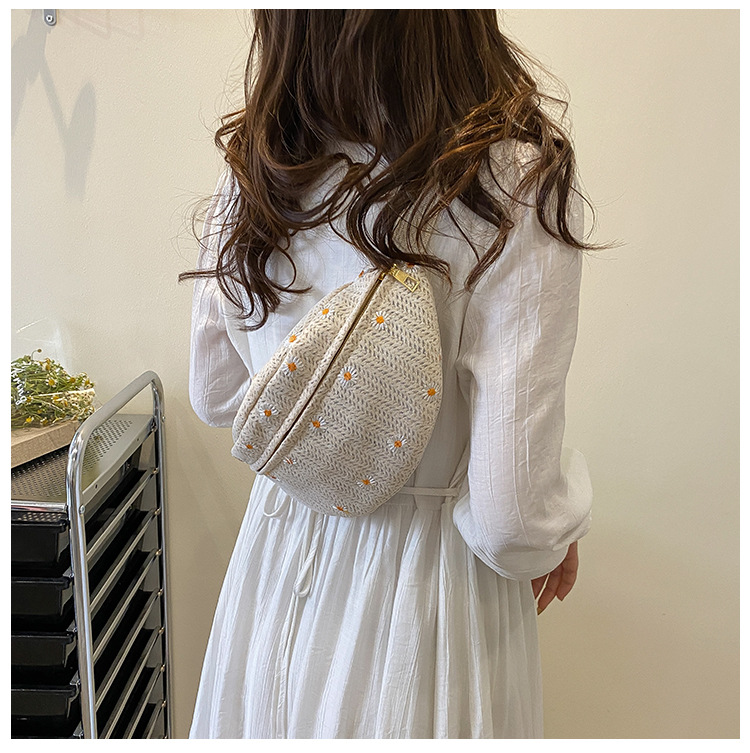 Borsa a tracolla da donna in paglia intrecciata a tracolla da donna per donna 2023 Borsa a tracolla femminile per telefono estivo con marsupio estivo_voghion.com