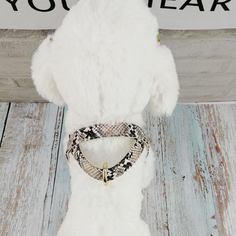 Morbida pettorina in pelle con motivo a serpente, guinzaglio, collare, accessori per animali domestici, nuovo arrivo_voghion.com
