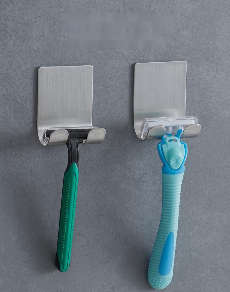 Stainless Steel Shaver Holder Manual Razor Organizer Bathroom No-Drill Storage Rack Plug Hook_voghion.com