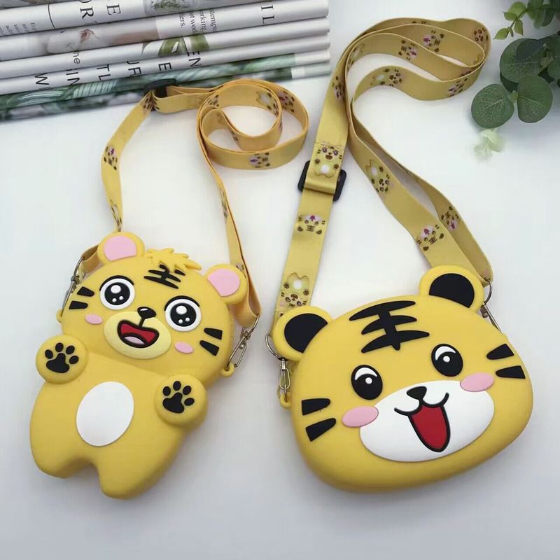 Borsa a tracolla per bambini a forma di acchiappa-topi, a forma di tigre felice, in silicone, giocattolo antistress da spremere, portamonete_voghion.com