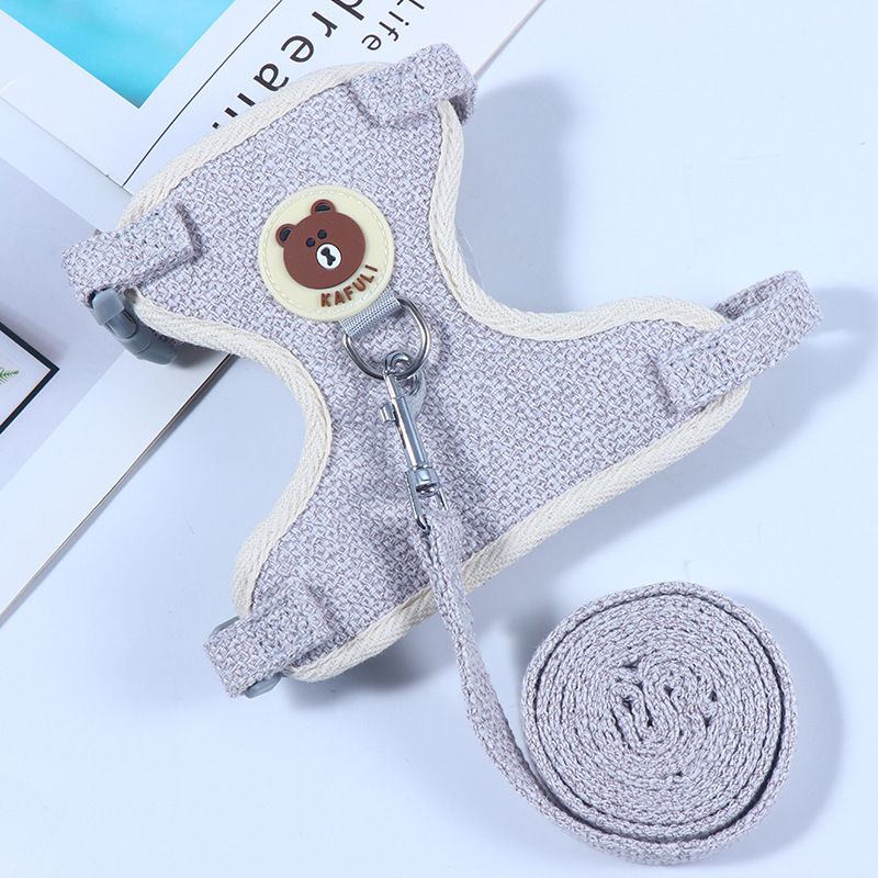 Neue Outdoor-Leine für kleine Haustiere für Hunde, Katzen, Meerschweinchen, Kleidung, Geschirr, Weste im Cartoon-Bär-Stil, Zugseil_voghion.com