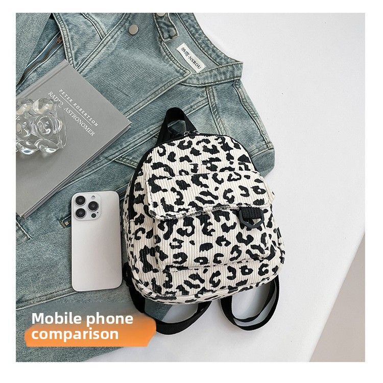 Women's Bag New Leopard Print Shoulder Bag Oblique Span Bag Double Shoulder Multi-purpose Backpack Corduroy Large-capacity Bag_voghion.com