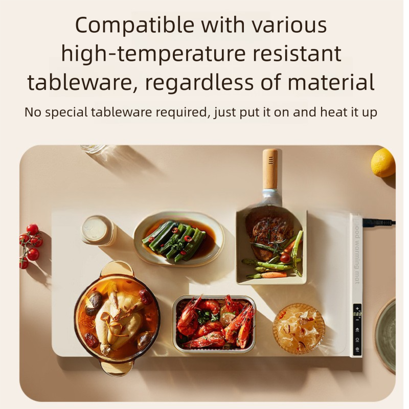 Flexible Silicone Food Warming Mat, 110V-240V Adjustable Heating Pad For Keeping Meals Hot On The Table, USB Powered Option, US/EU Standard_voghion.com