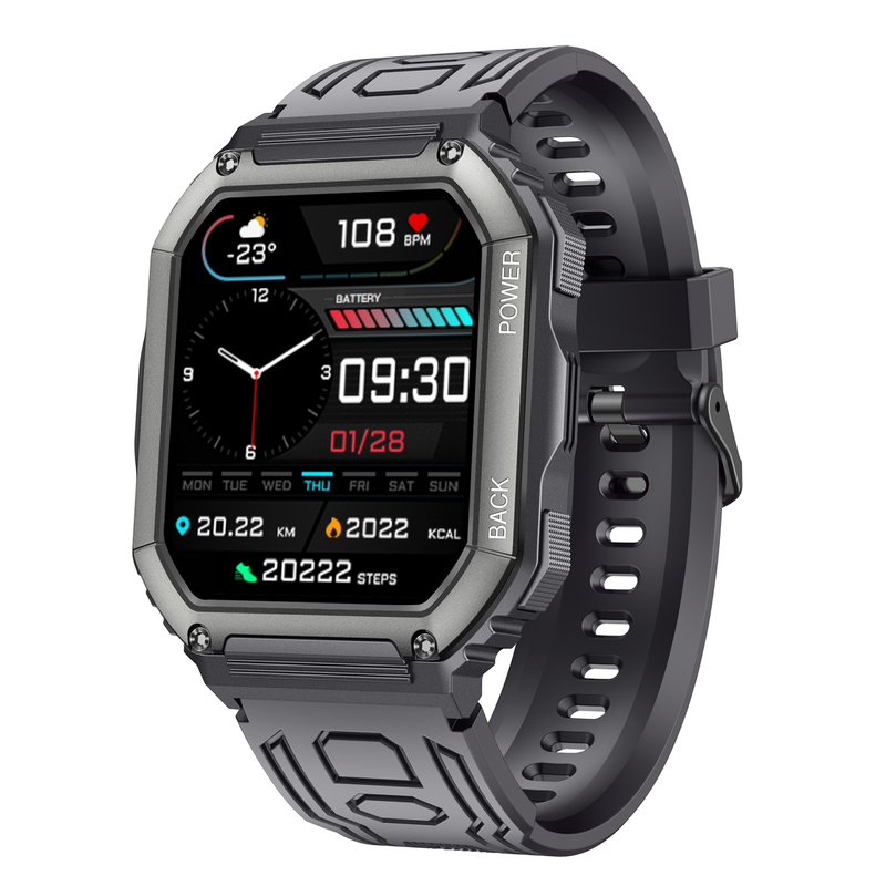 KR06 Waterproof Pedometer Sport Smart Watch, Support Heart Rate / Blood Pressure Monitoring / BT Calling(Black)_voghion.com